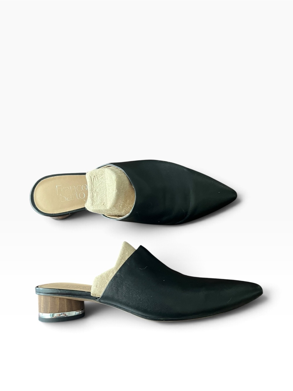 Franco Sarto Viola Black Pointed Toe Slip-On Mules